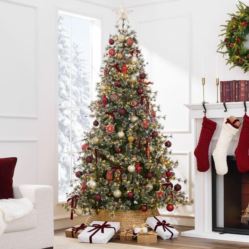 Best Choice Products Pre-Lit Cashmere Christmas Tree, Premium Semi-Flocked Pre-Decorated Artificial Holiday Décor