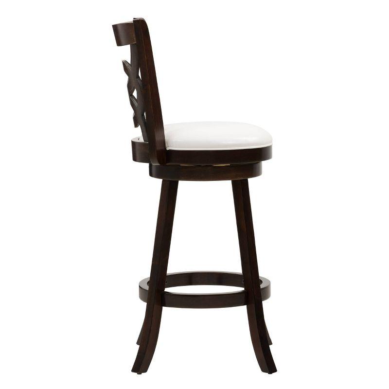 Set of 2 Woodgrove Bar Height Wood Barstool with Circle Detail White - CorLiving: Bonded Leather, 29.25" Seat Height