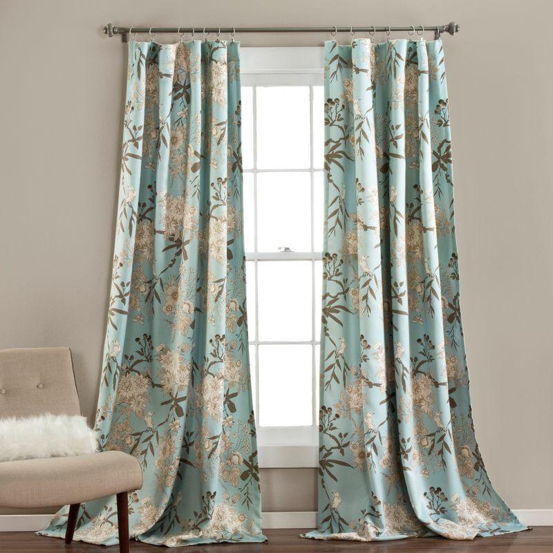 Botanical Garden Polyester Room Darkening Curtain Pair