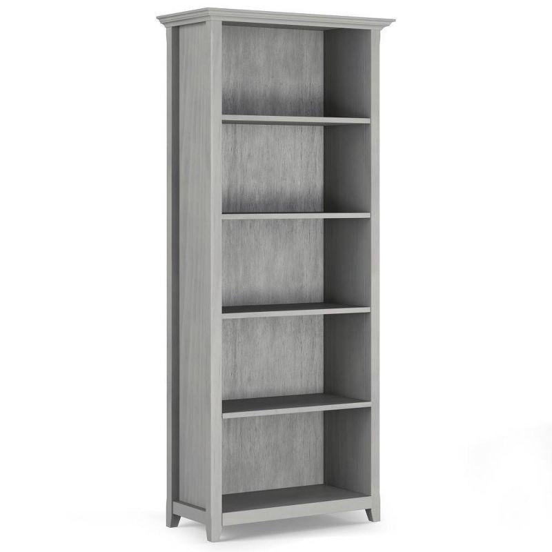 Simpli Home Amherst 30"W Solid Wood 5 Shelf Bookcase with Adjustable Shelves