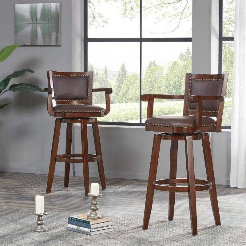 Broadmoor 41" Cappuccino Swivel Extra Tall Barstool with Leather