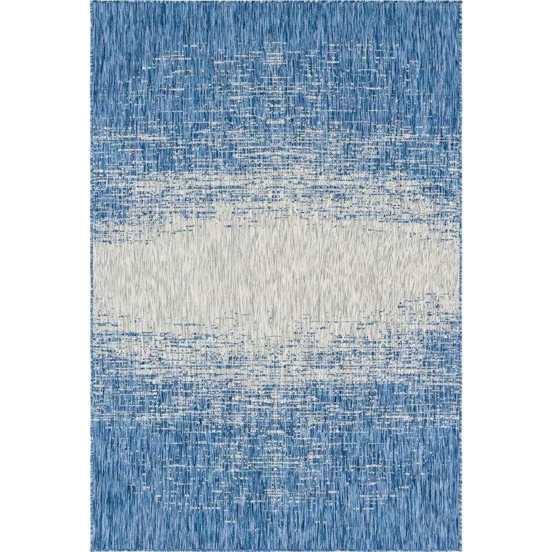 Blue Abstract Washable Outdoor Area Rug 6' x 9'