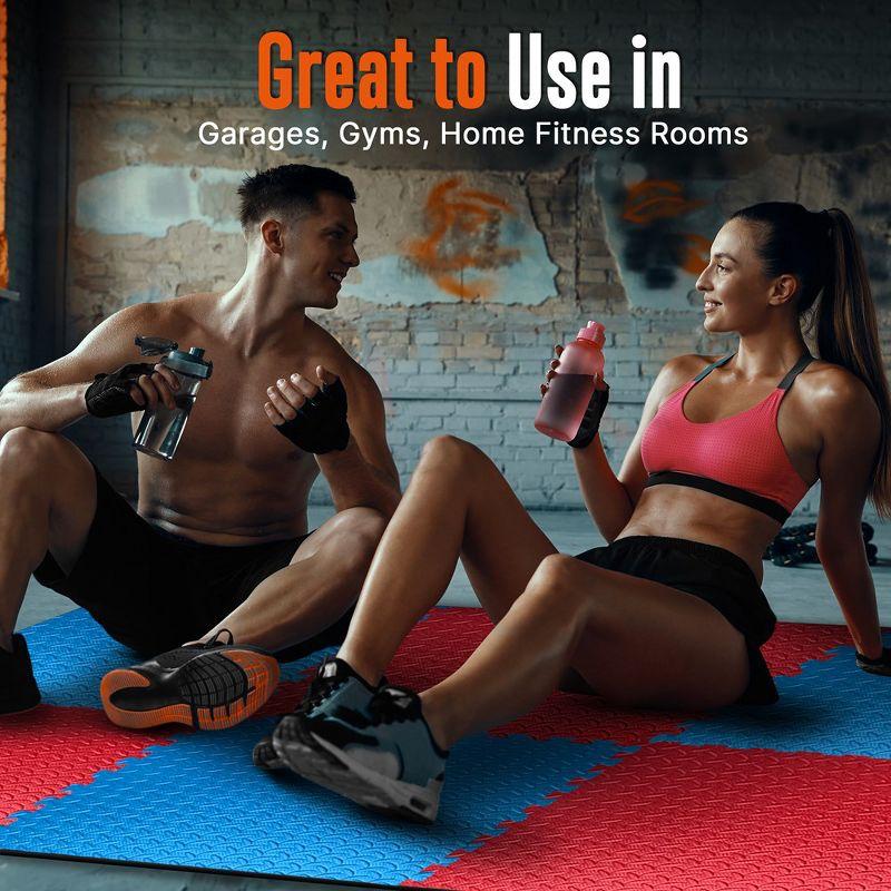 SereneLife Thick Puzzle Exercise Mat, EVA Foam Interlocking Tiles Protective Flooring for Gym Equipment and Cushion (Set of 6)