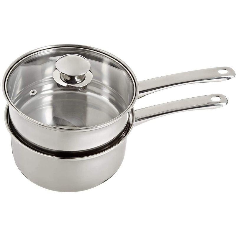 Stainless Steel 2.5 Quart Double Boiler with Glass Lid