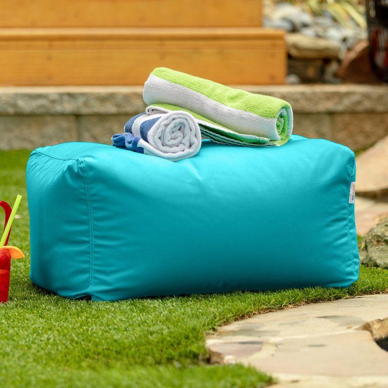 Jaxx Leon Outdoor Bean Bag Ottoman, Cancun Blue