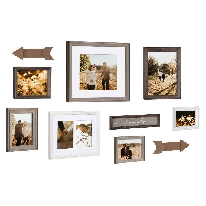 Classic White and Gray Wood Wall Picture Frame Set