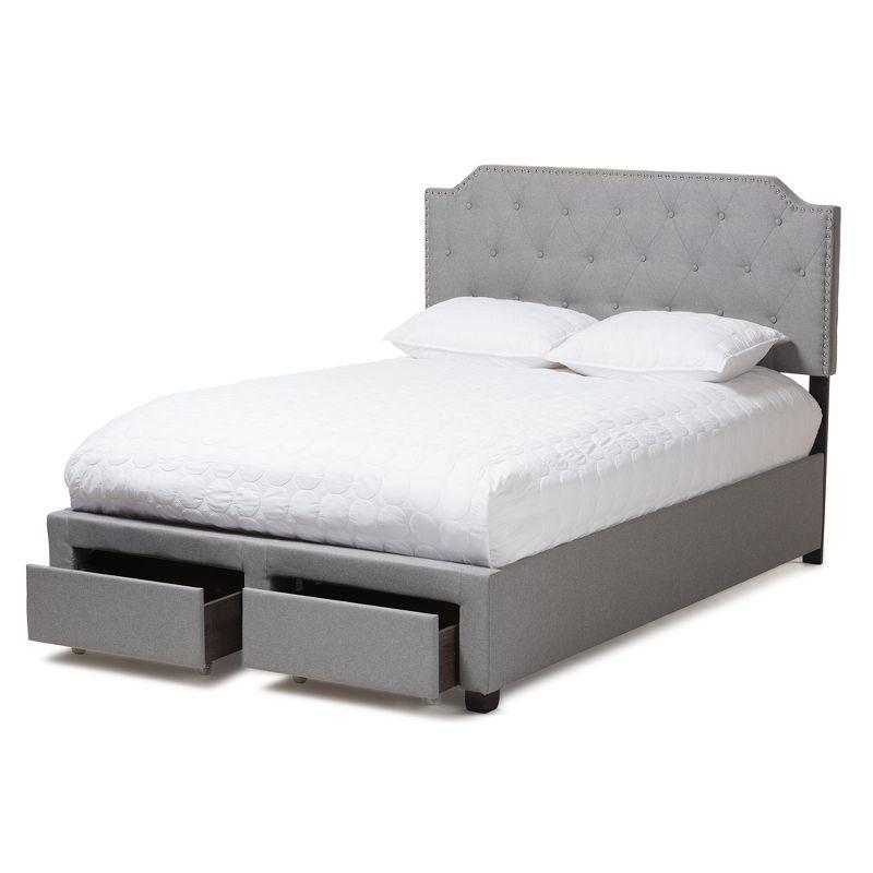 Queen Aubrianne Modern and Contemporary Fabric Upholstered Storage Bed Gray - Baxton Studio: Wood Composite Frame, Polyester Fill