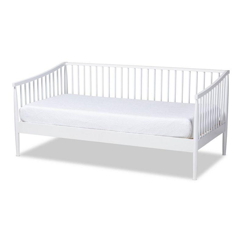 White Twin Wood Spindle Daybed with Upholstered Frame