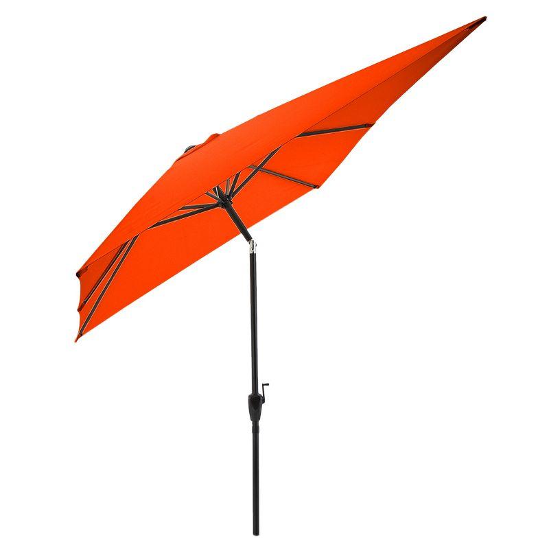 Pure Garden 10-ft Rectangular Patio Umbrella - Easy Crank Sun Shade with Push Button Tilt for Outdoor Furniture, Deck, Backyard, or Pool