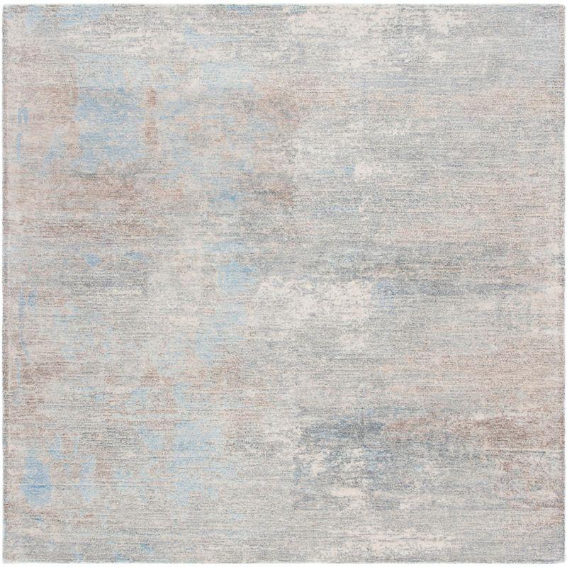 Heirloom Grey-Blue 6' Square Wool & Viscose Tufted Rug