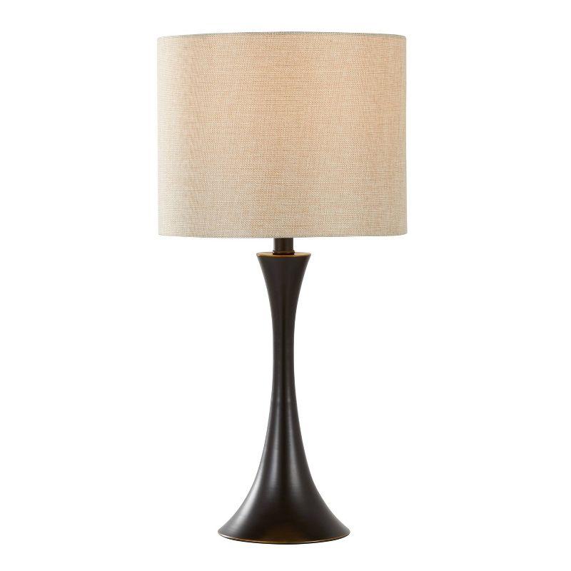 LumiSource (Set of 2) Lenuxe 24" Contemporary Metal Table Lamps Oil Rubbed Bronze with Natural Linen Shade from Grandview Gallery
