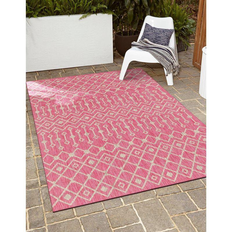 Unique Loom 7' 1 x 10' 0 Rectangle Indoor/Outdoor Trellis Fuschia Area Rug