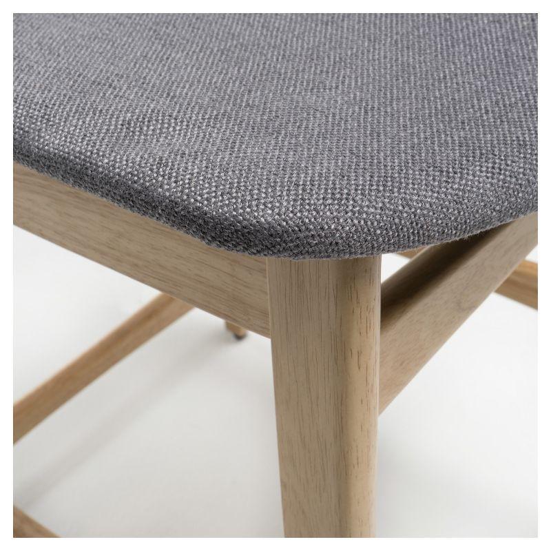 Set of 2 24" Gavin Natural Frame Counter Height Barstools Dark Gray - Christopher Knight Home: Upholstered, Rubberwood Legs