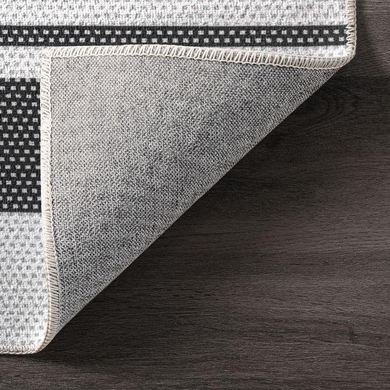 Sleek Striped Synthetic 3' x 5' Gray Rectangular Rug