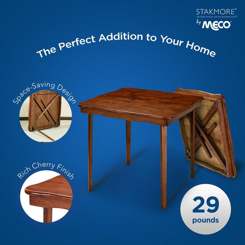 MECO Stakmore Stylish Durable Versatile Square Solid Wood Scalloped Edge Compact Folding Traditional Card Table for Home Use, Cherry