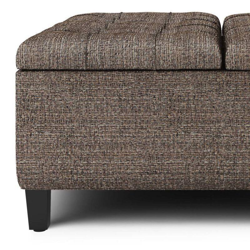 36" Elliot Coffee Table Storage Ottoman Faux Leather Mink Brown - WyndenHall: Tufted, Lift Top Bench