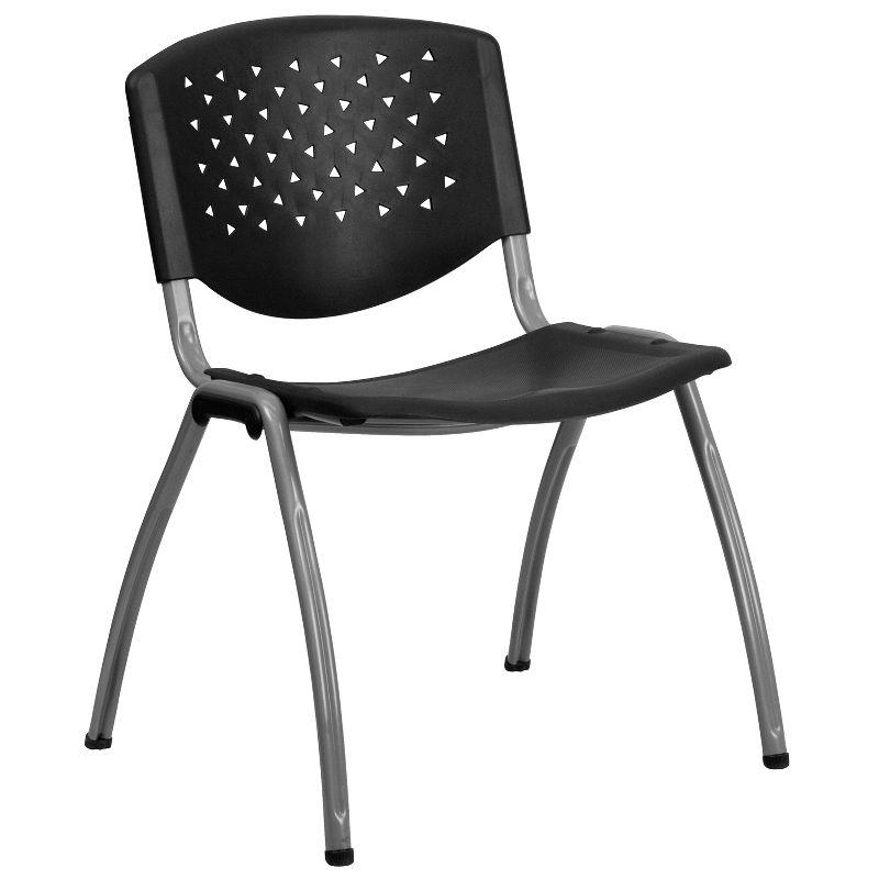 Steel Tube Ergonomic Stacking Chair in Black and Gray