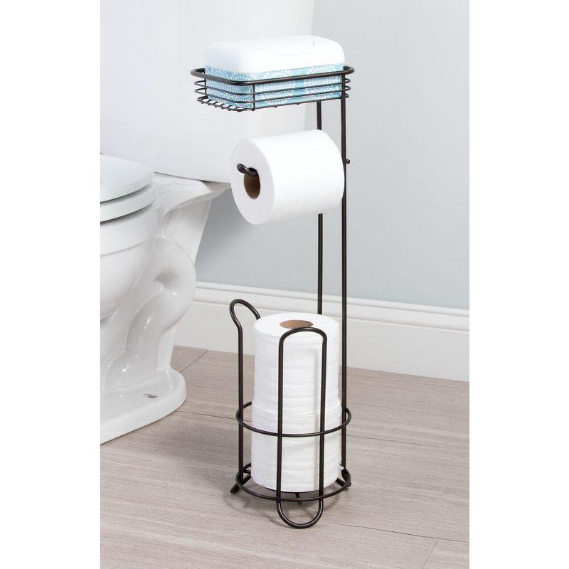 iDesign Classico Free Standing Toilet Paper Holder with Shelf for Bathroom