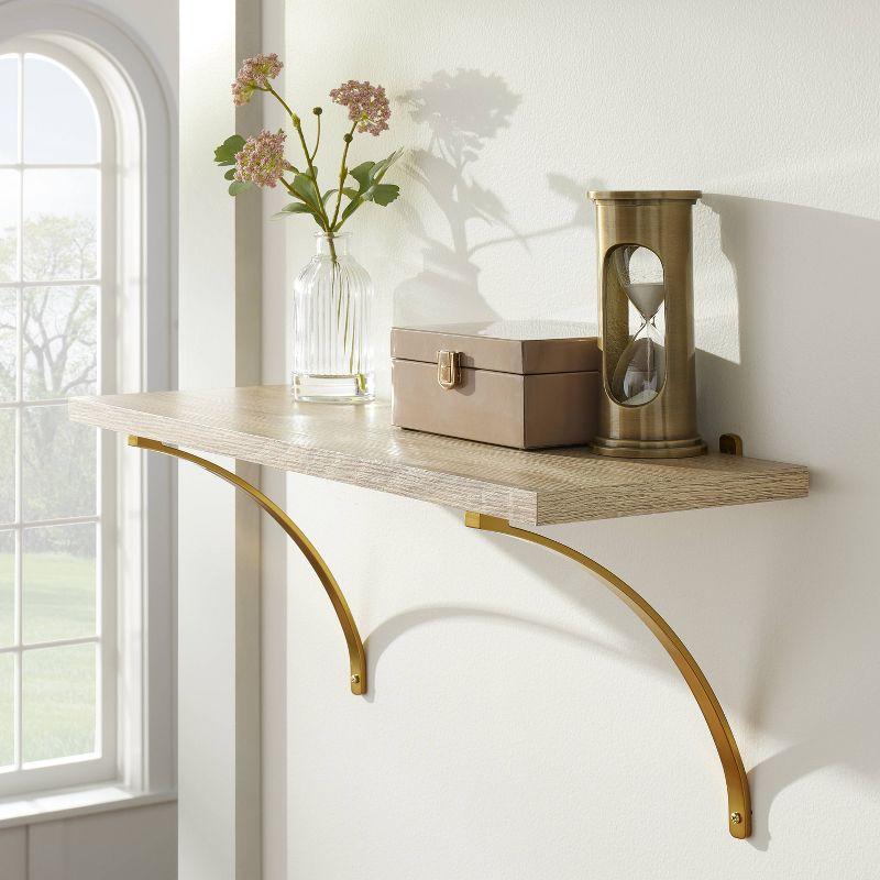 10"x8" Arched Metal Shelf Brackets Brass Plated (Set of 2) - Hearth & Hand™ with Magnolia: Zinc Alloy Support, 15lb Capacity