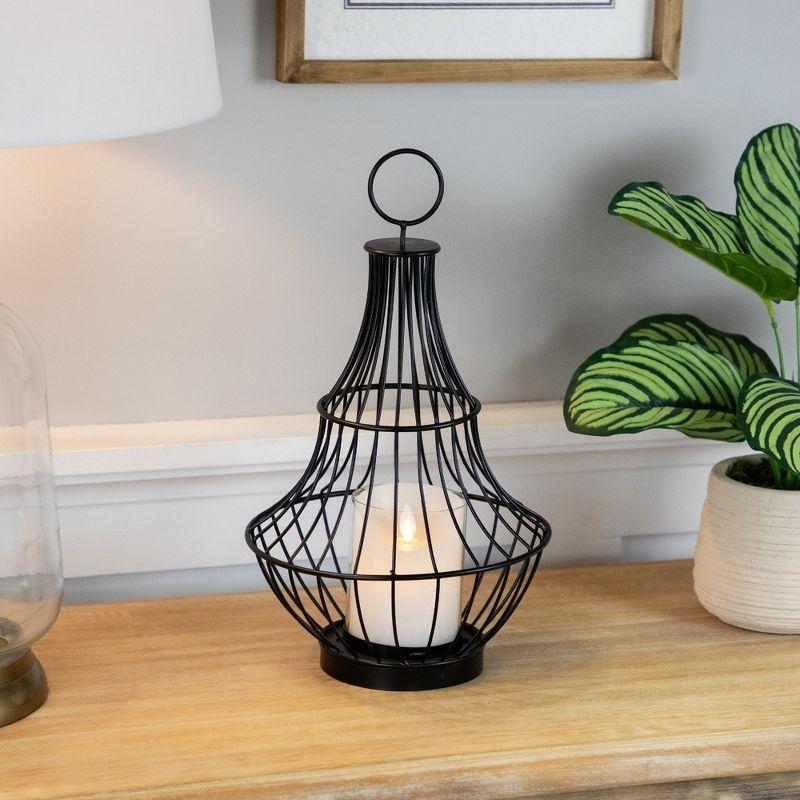 Northlight Metal Cage Hurricane Pillar Candle Holder - 14" - Black