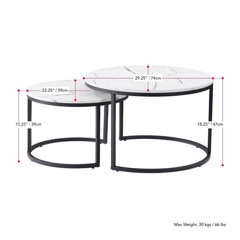 Elegant Round Nesting Coffee Tables with Wood & Marble Finish