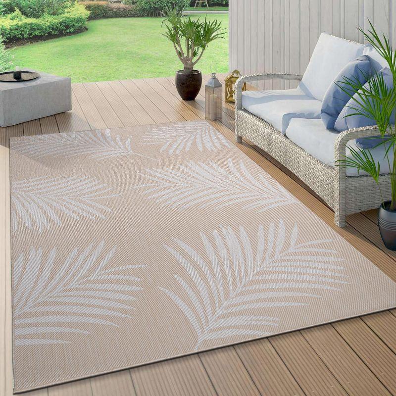 World Rug Gallery Contemporary Palm Leaves Textured Flat Weave Indoor/Outdoor Area Rug