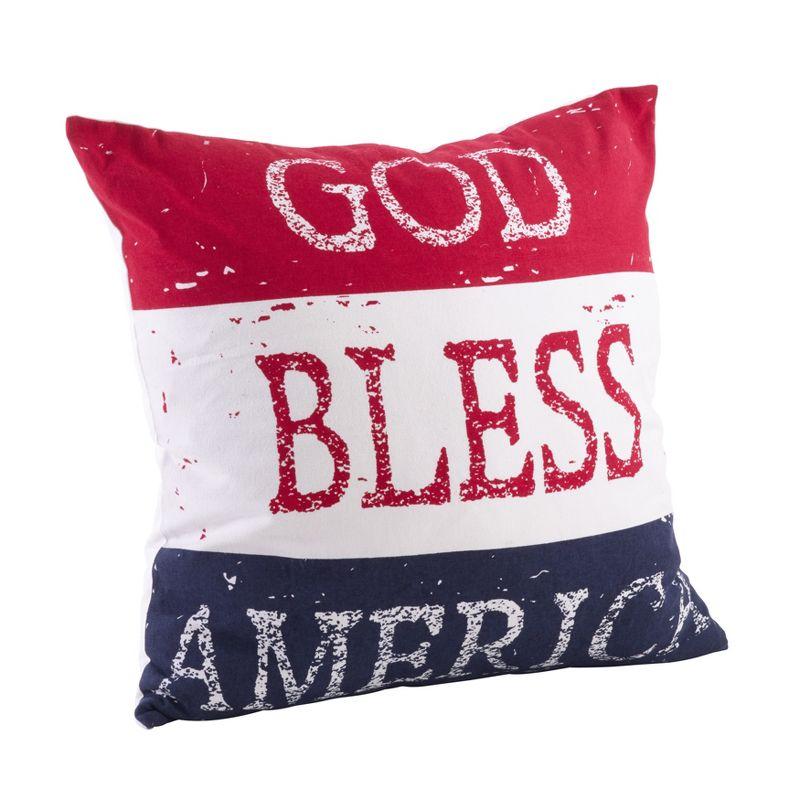 God Bless America Red White and Blue Cotton Pillow