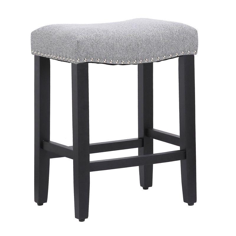 WestinTrends 24" Upholstered Saddle Seat Counter Stool, Black/Gray