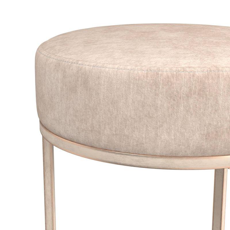 18" Swanson Backless Upholstered Metal Vanity Stool Bone White - Hillsdale Furniture: Round Padded Seat, Modern Design