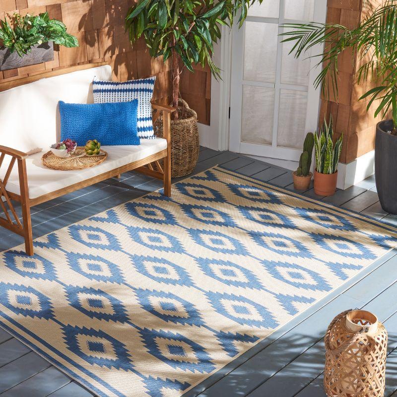 Beach House BHS171 Power Loomed Indoor/Outdoor Accent Rug - Blue/Creme - 3'x5' - Safavieh