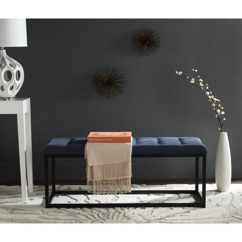 Navy and Black 48" Transitional Tufted Bench