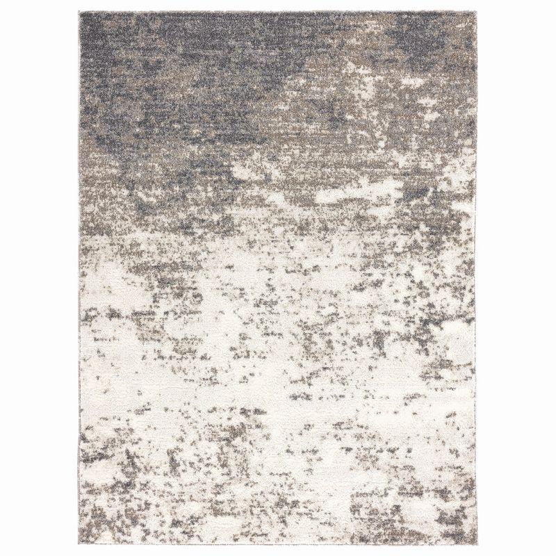 Coastal Abstract Gray Synthetic 5' x 7' Easy-Care Area Rug