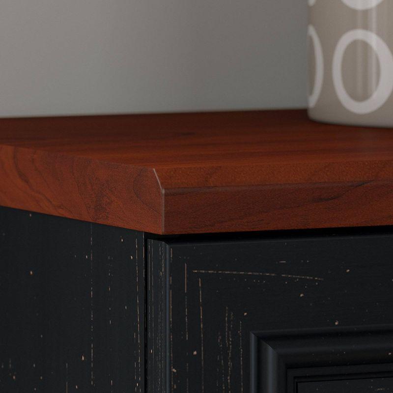 Fairview Small Storage Cabinet with Doors Black - Bush Furniture: Antique Pewter Hardware, Adjustable Shelves