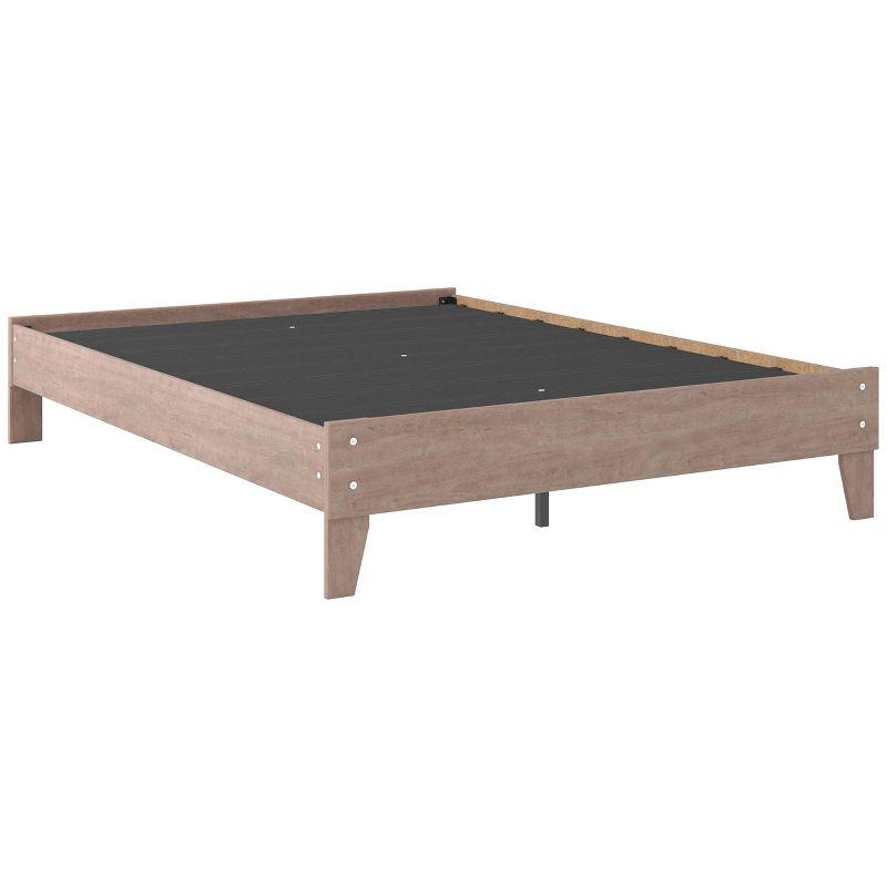 Signature Design by Ashley Queen Flannia Platform Bed Gray: Natural Finish, Wood Frame, No Box Spring Needed