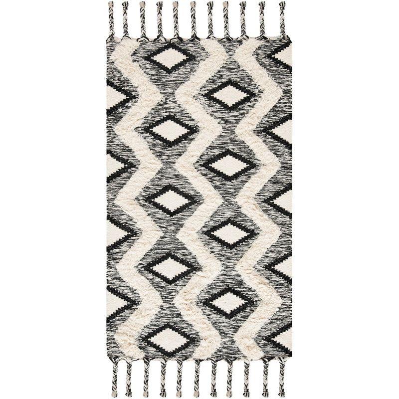 Kenya KNY908 Hand Knotted Area Rug - Black/Ivory - 4'x6' - Safavieh