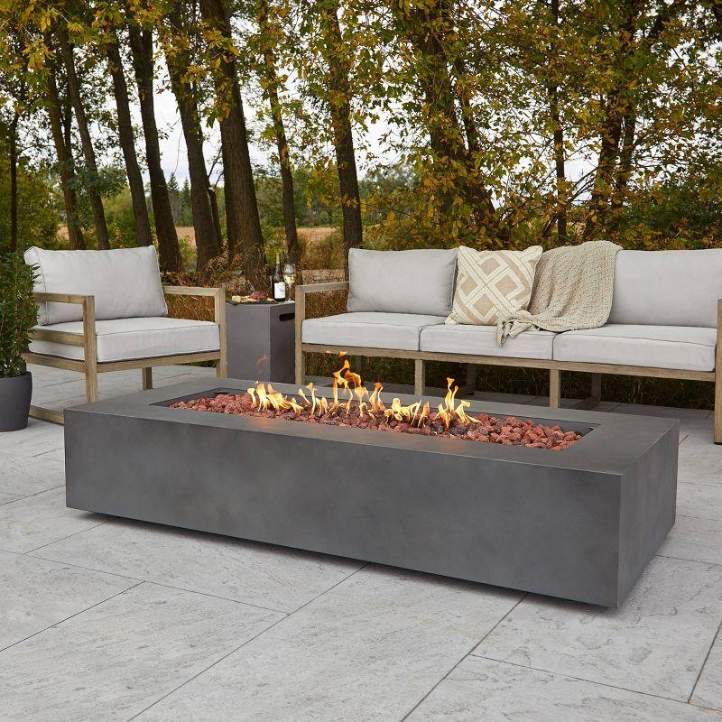 Aegean 70" Rectangle Fire Table with Natural Gas Conversion Kit - Weathered Slate - Real Flame