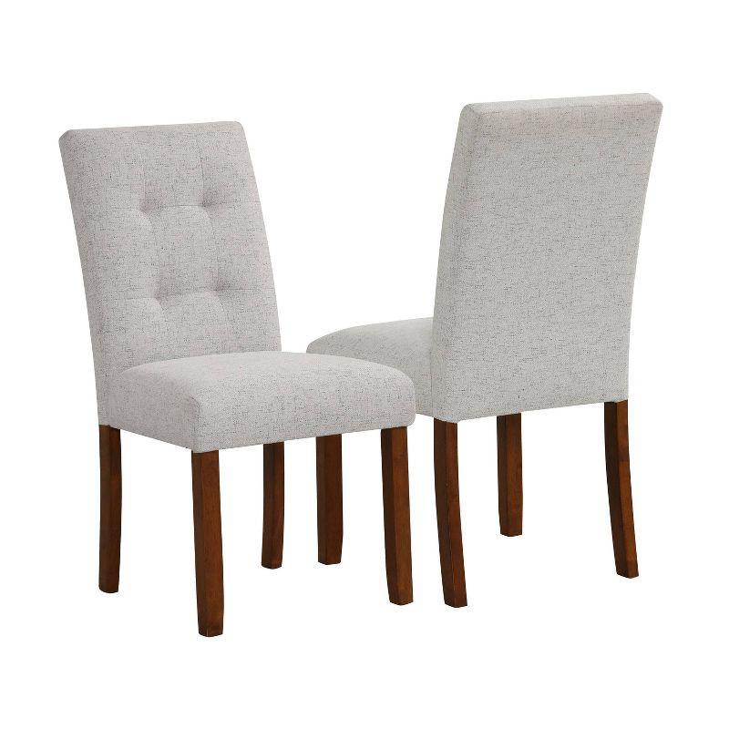 Slate Gray Linen Upholstered Parsons Side Chair Set with Wood Legs