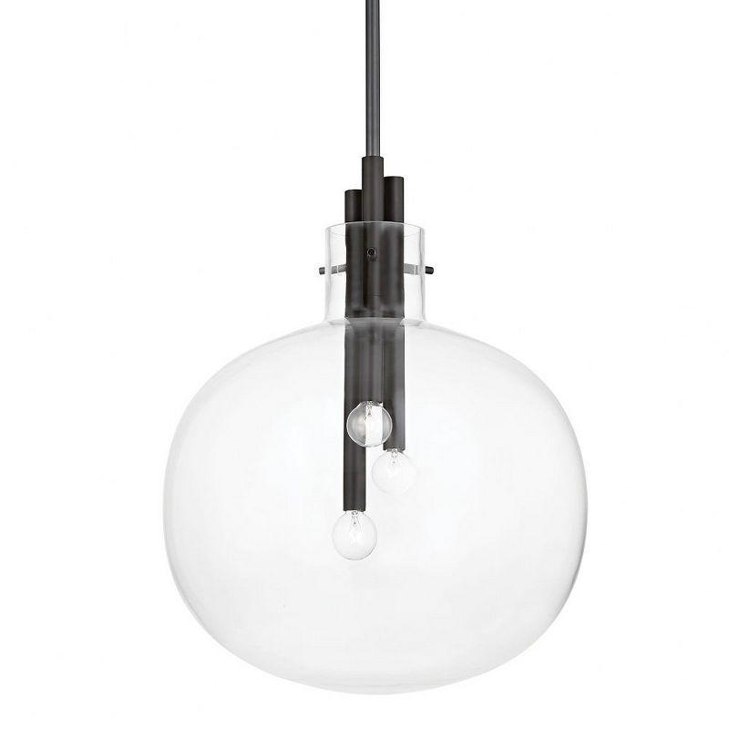 Hempstead Black Brass Globe 3-Light Pendant with Clear Glass