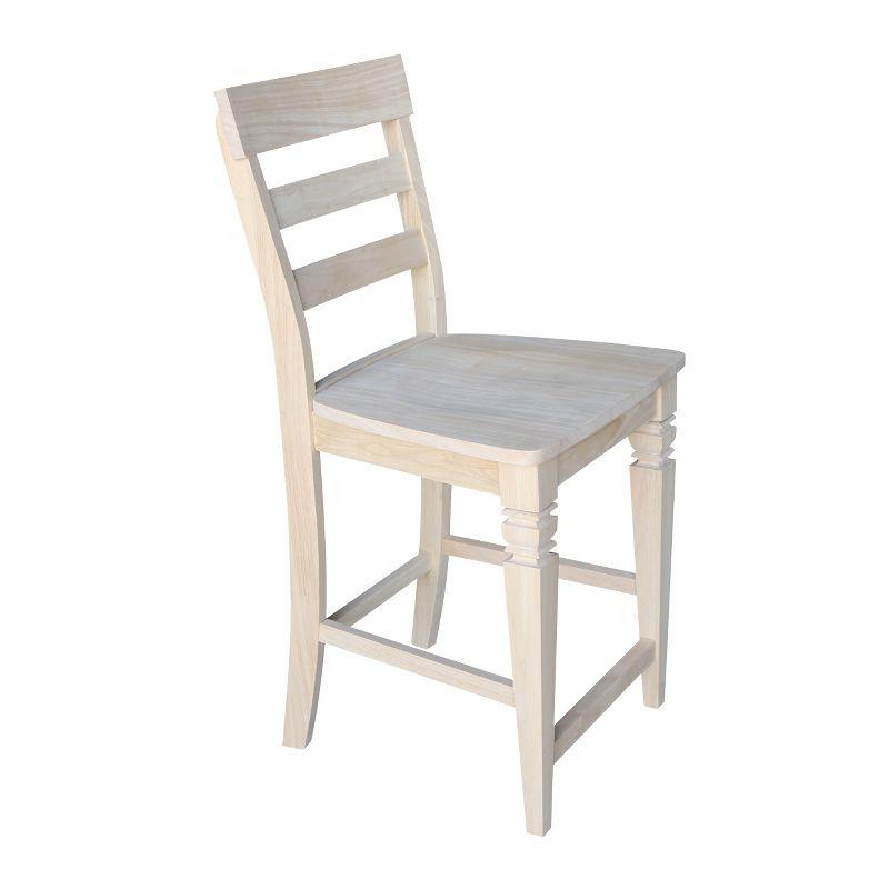 23.62" Java Counter Height Barstool Unfinished - International Concepts: Solid Wood, Ladder-Back