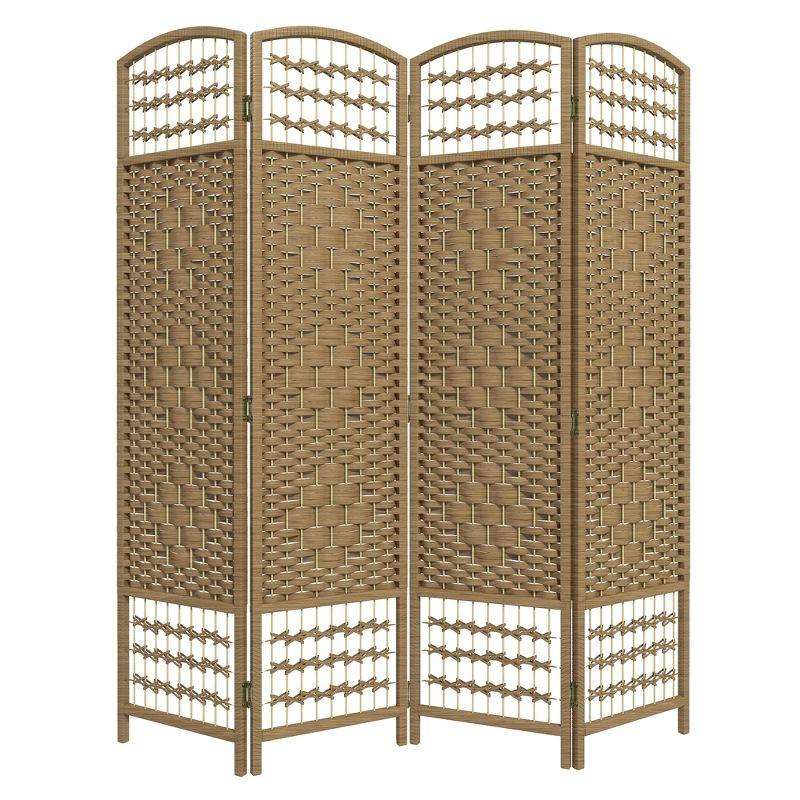 HOMCOM Room Divider, Folding Privacy Screen, 5.6' Room Separator, Wave Fiber Freestanding Partition Wall Divider