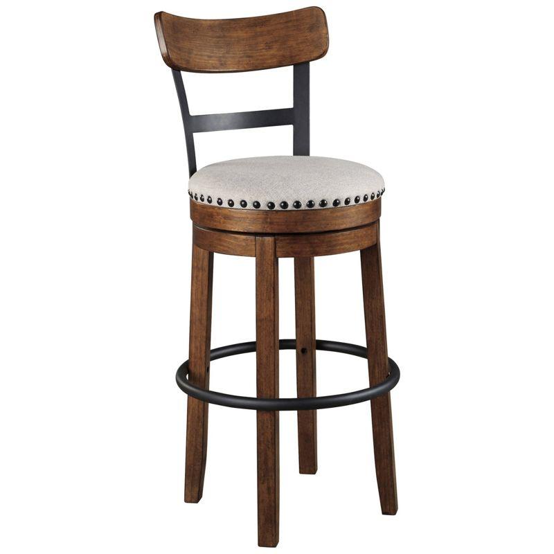 Tall Valebeck Upholstered Swivel Barstool Brown - Signature Design by Ashley: Kitchen Counter Height, Rustic Style