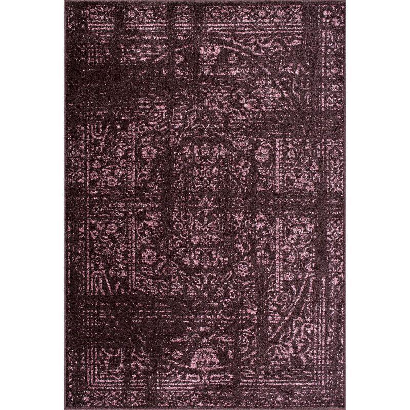 Burgundy Elegance 5' x 8' Synthetic Rectangular Area Rug