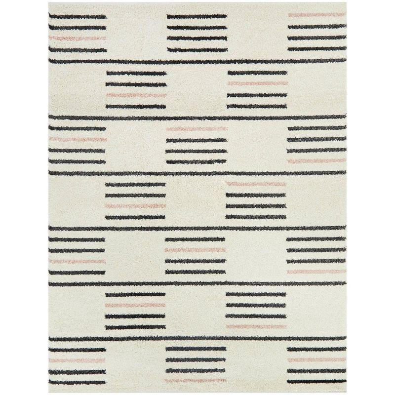 5'3"x7' Booth Geometric Striped Kids' Rug Cream - Balta Rugs: Bedroom & Playroom Area Rug, UV & Stain-Resistant