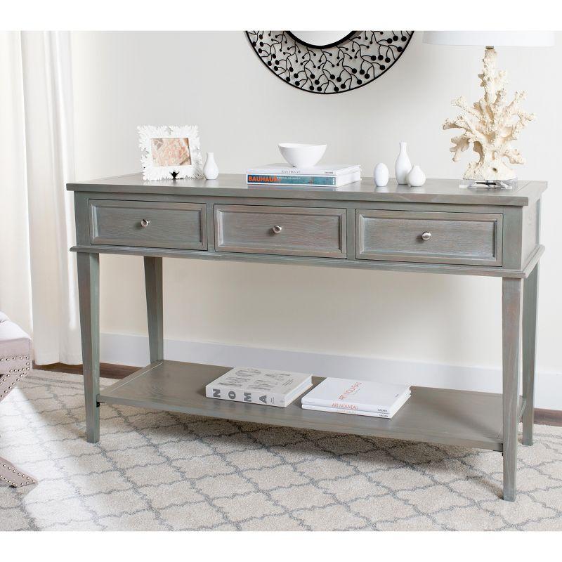 Ash Grey Transitional Rectangular Console Table with Storage