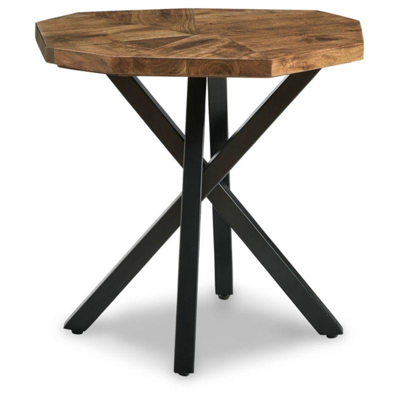 Signature Design by Ashley Haileeton End Table Black/Gray/Brown/Beige : Contemporary Pedestal Table, 24" Wide