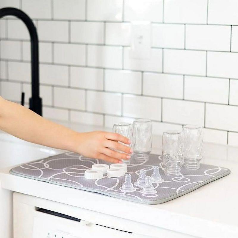 LunaLulinlk Microfiber Kitchen Counter Dish Drying Mats, Gray, Set of 2