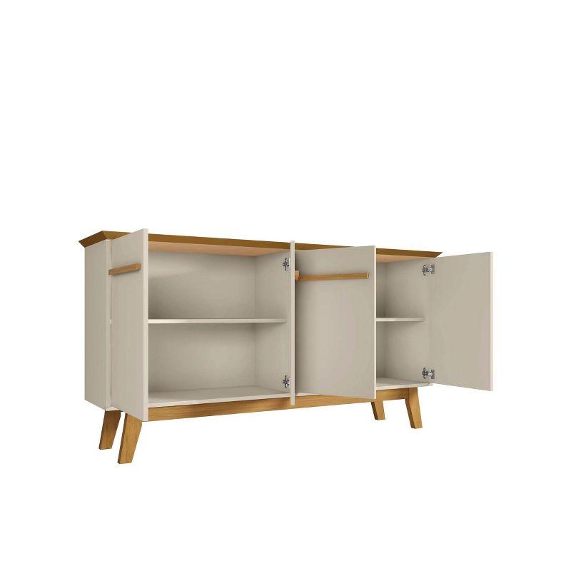 62.99" Yonkers Sideboard Off White/Cinnamon - Manhattan Comfort: Mid-Century Buffet Console