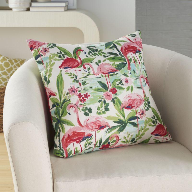 Waverly Flamingos 20" x 20" Multicolor Indoor/Outdoor Throw Pillow