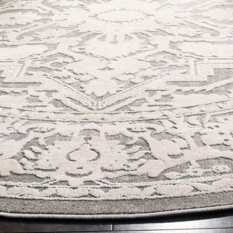 Reflection RFT665 Power Loomed Indoor Area Rug - 6'7" Round - Dark Grey/Cream - Safavieh