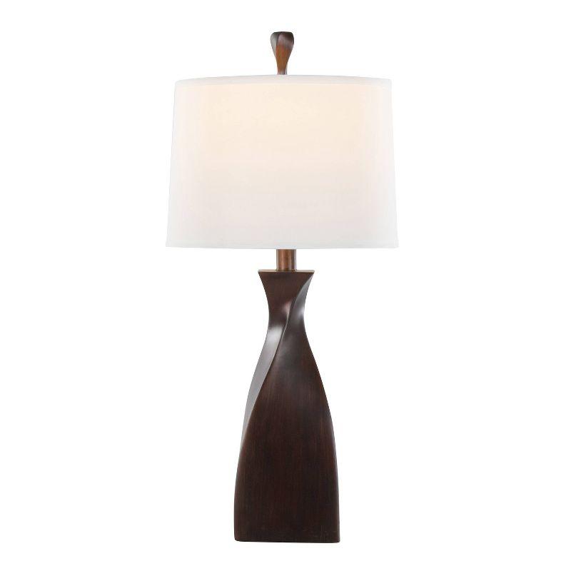 LumiSource (Set of 2) Curvo 30" Contemporary Polyresin Table Lamps Copper Bronze Polyresin with Natural Linen Shade from Grandview Gallery